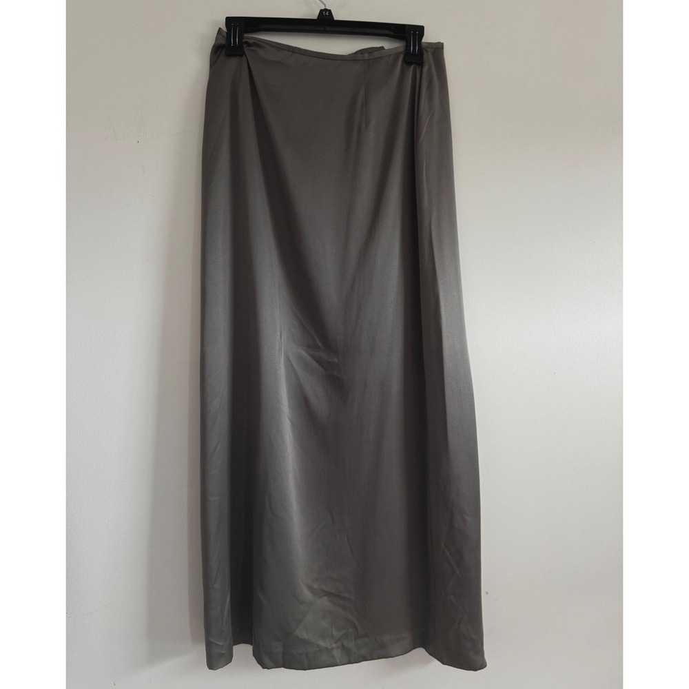 Cypress Grove 100% Silk Pewter Gray Maxi Skirt Women's Size 8